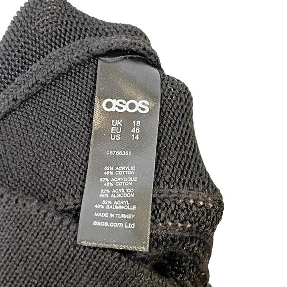 ASOS Knit Beach Pants Black Pull On Festival Stretch High Rise Crop Capri US 14 - Picture 6 of 6